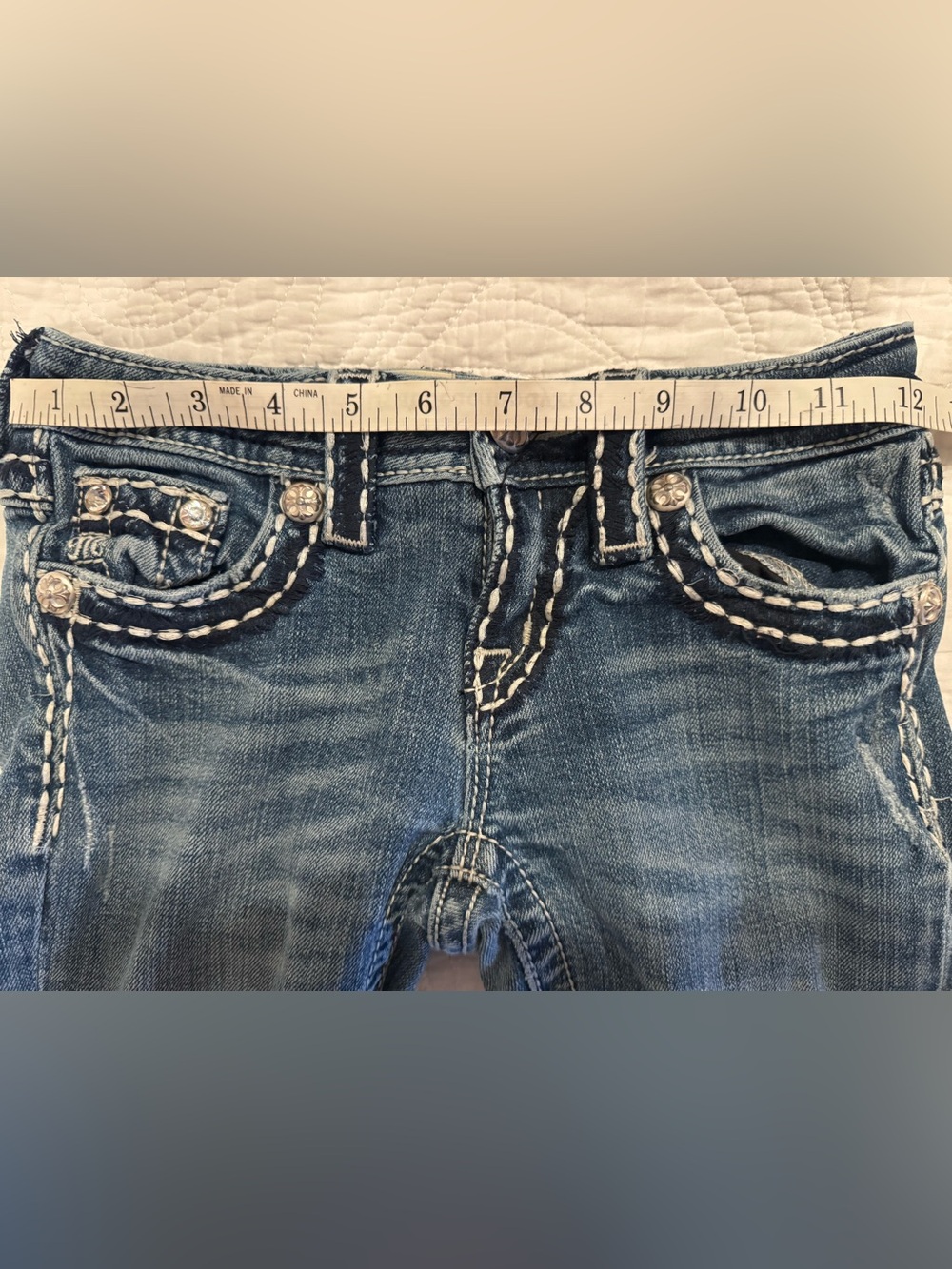 Miss Me Girls Size 10 Bootcut Jeans Rhinestone Embellished Western Y2K - Picture 12 of 14